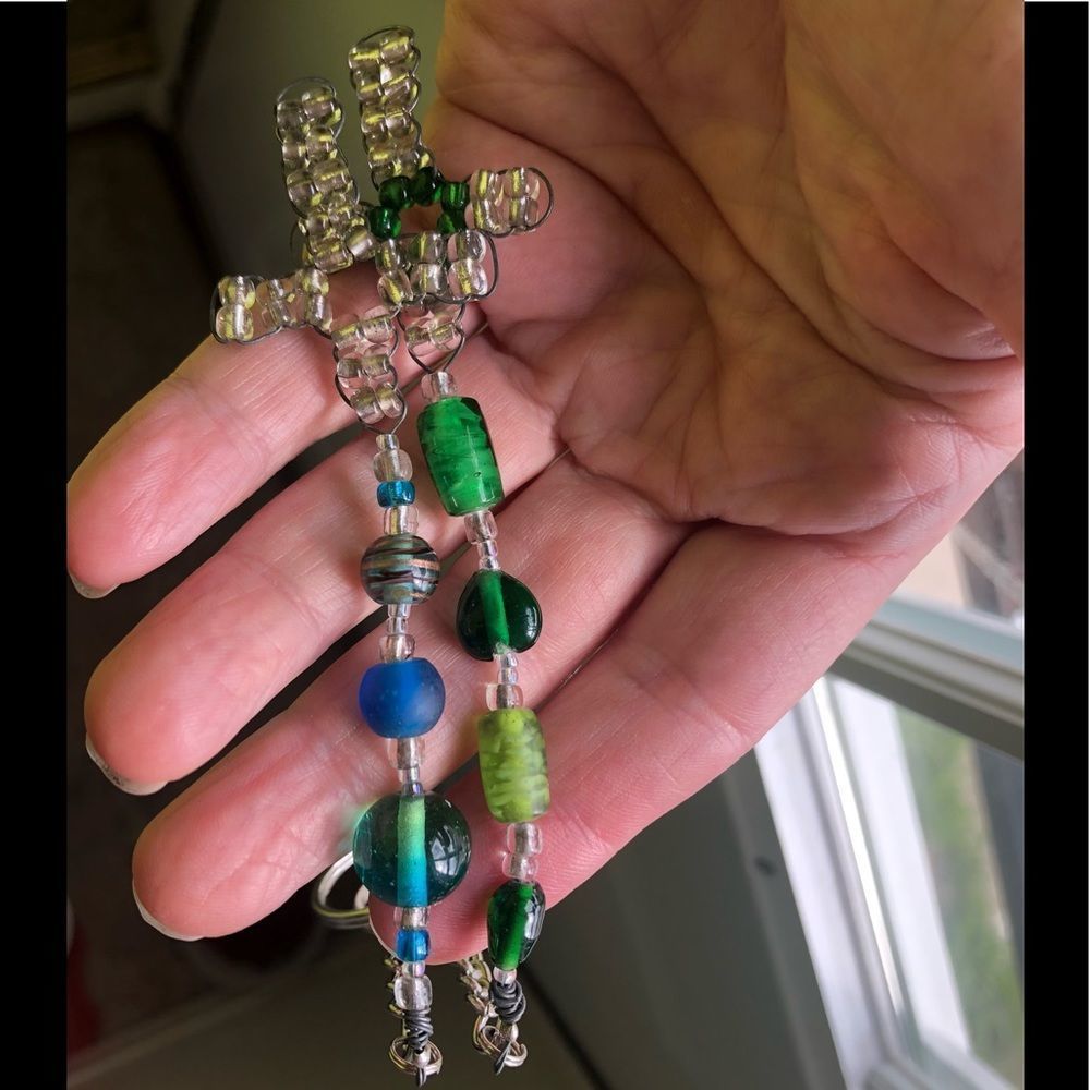 Two Handmade glass bead keychains